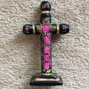 New hand painted wood cross from Chiapas, Mexico.